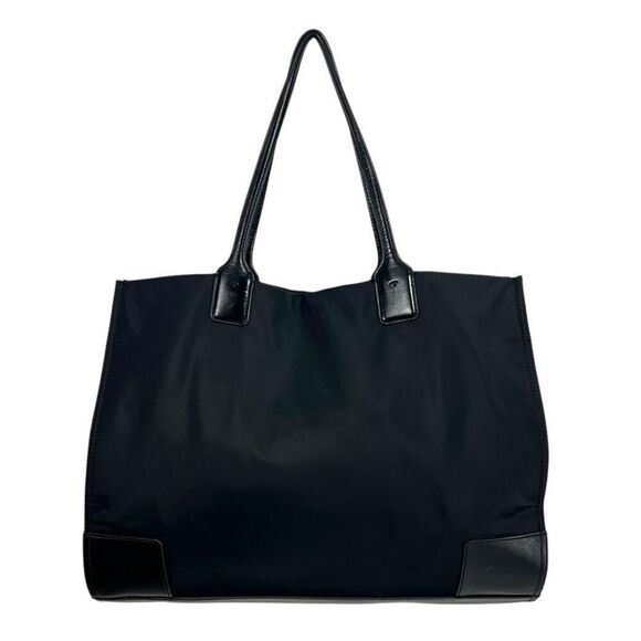 Tory Burch Women's Black Ella Nylon Patent Leather Trim Tote Bag Handbag Logo - Picture 7 of 12